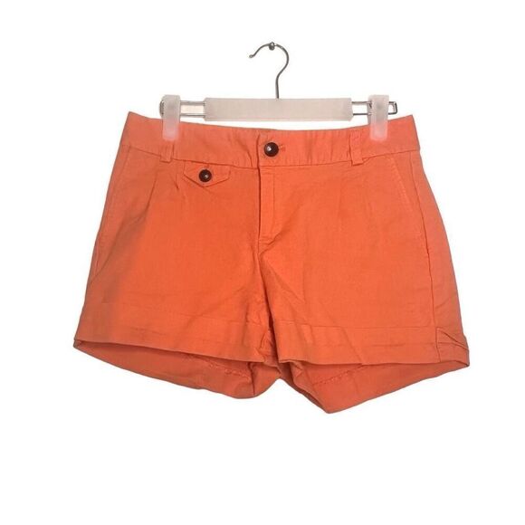 NWOT Banana Republic Martin Fit Mid Rise Cuffed Cotton Blend Shorts Orange Sz 2 - Picture 1 of 5